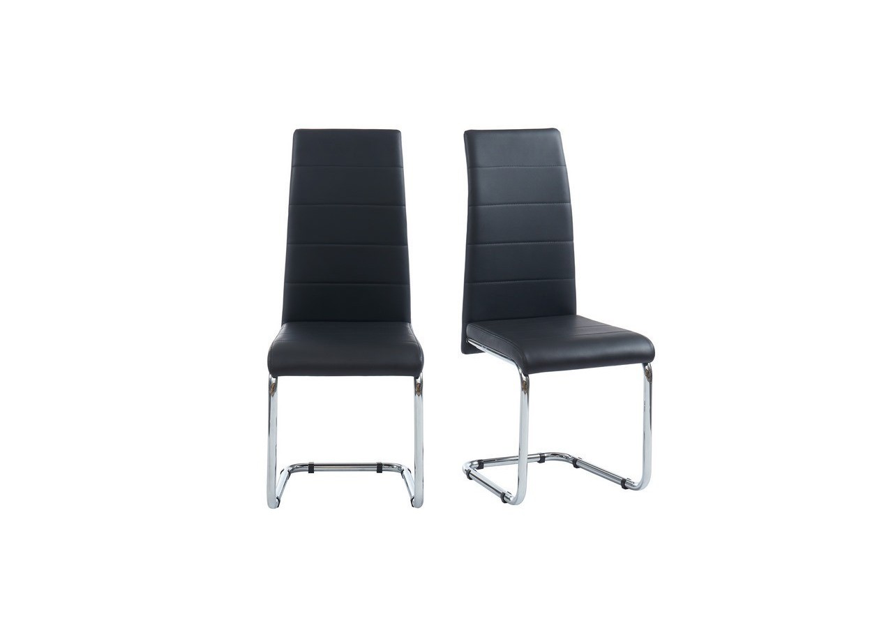 Lot de 2 chaises MARA simili noir pieds métal chromé