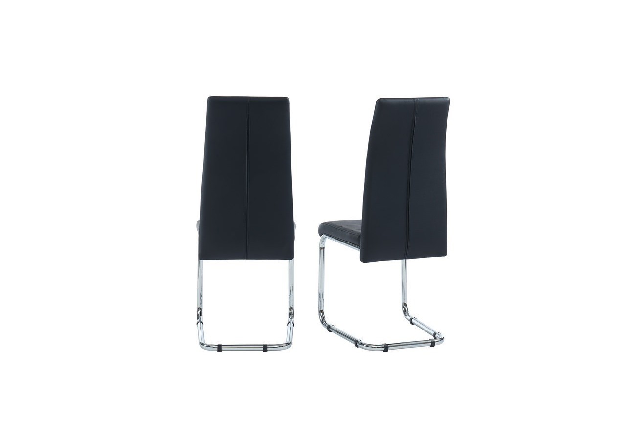 Lot de 2 chaises MARA simili noir pieds métal chromé