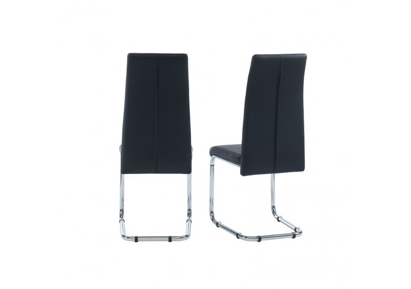 Lot de 2 chaises MARA simili noir pieds métal chromé
