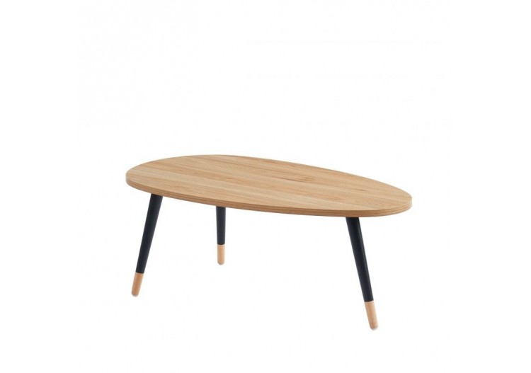 Table basse ORGANIC effet chêne pieds noirs 88cm