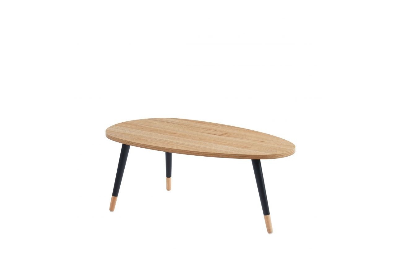 Table basse ORGANIC effet chêne pieds noirs 88cm
