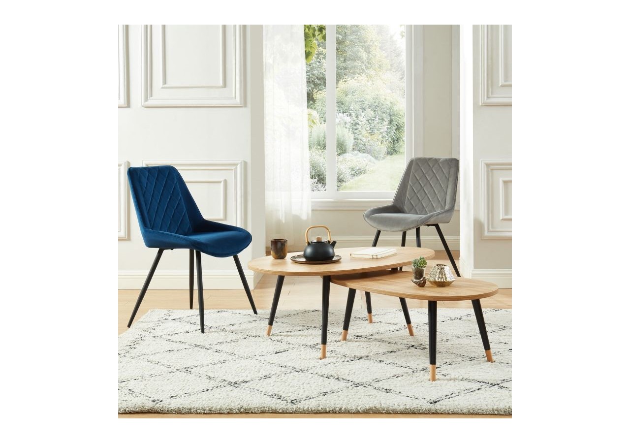 Table basse ORGANIC effet chêne pieds noirs 88cm