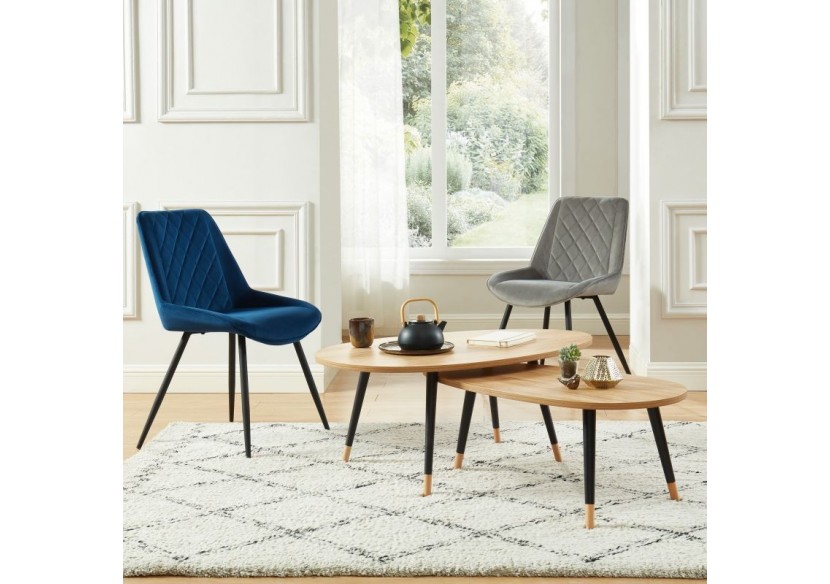 Table basse ORGANIC effet chêne pieds noirs 88cm