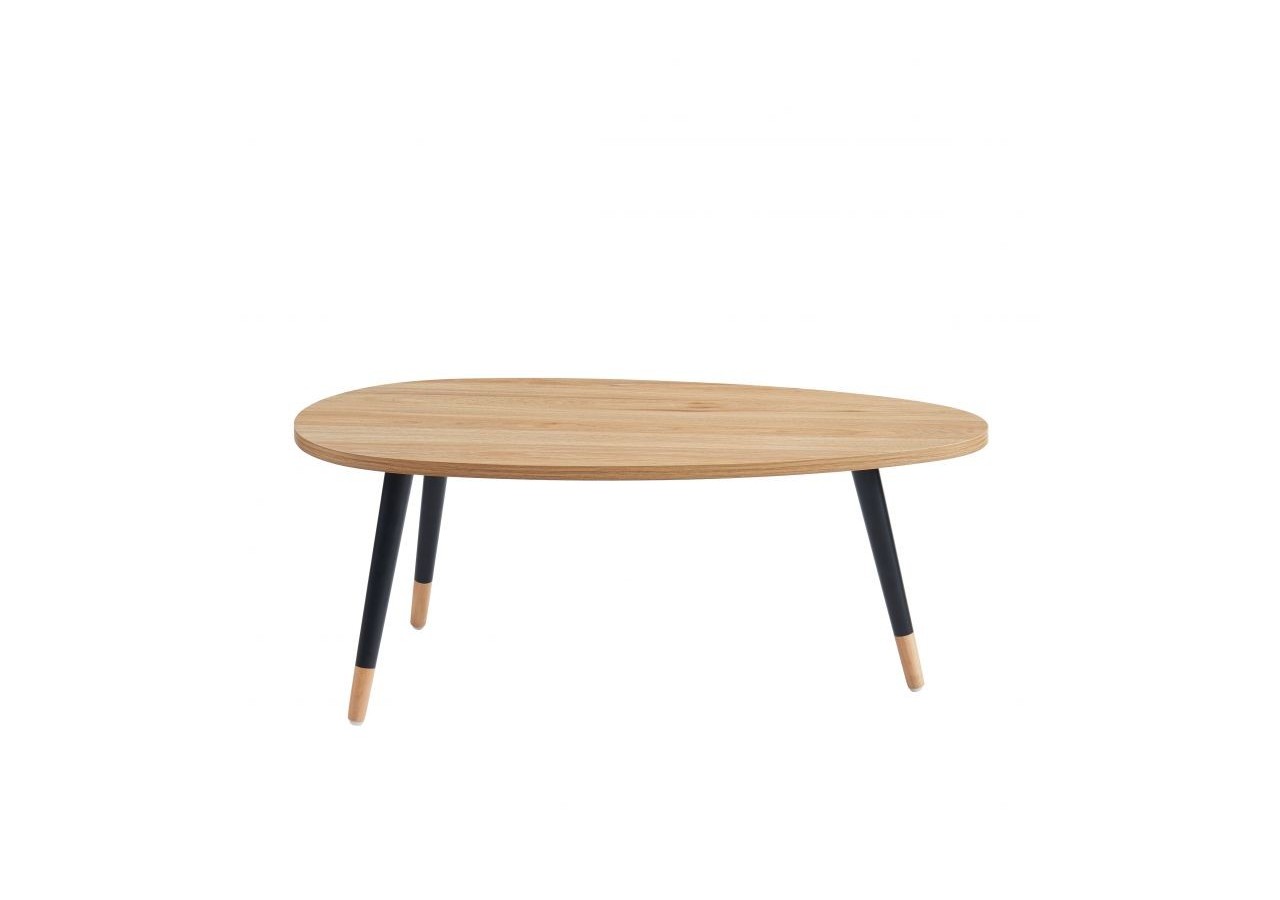Table basse ORGANIC effet chêne pieds noirs 88cm
