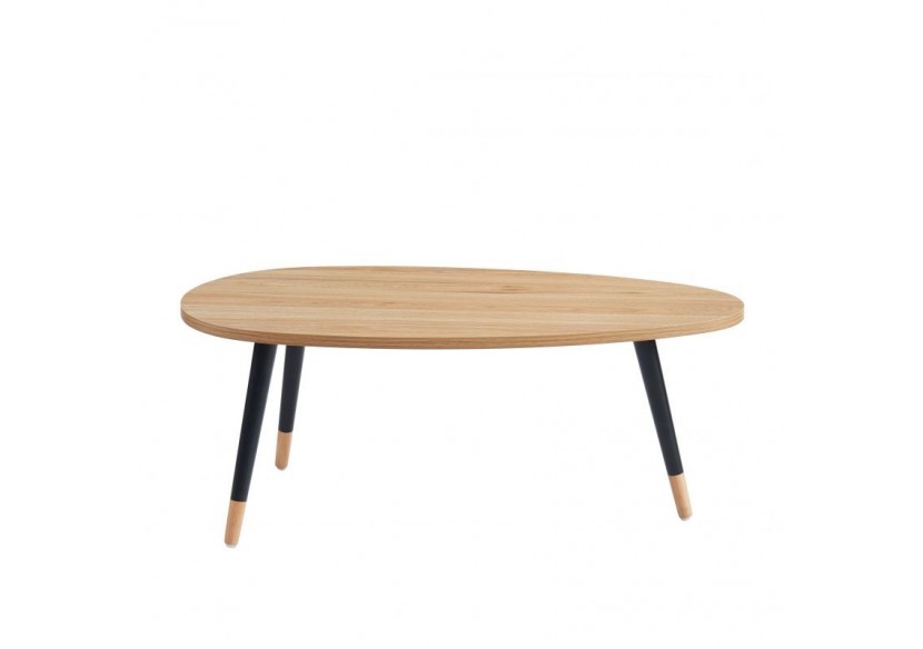 Table basse ORGANIC effet chêne pieds noirs 88cm