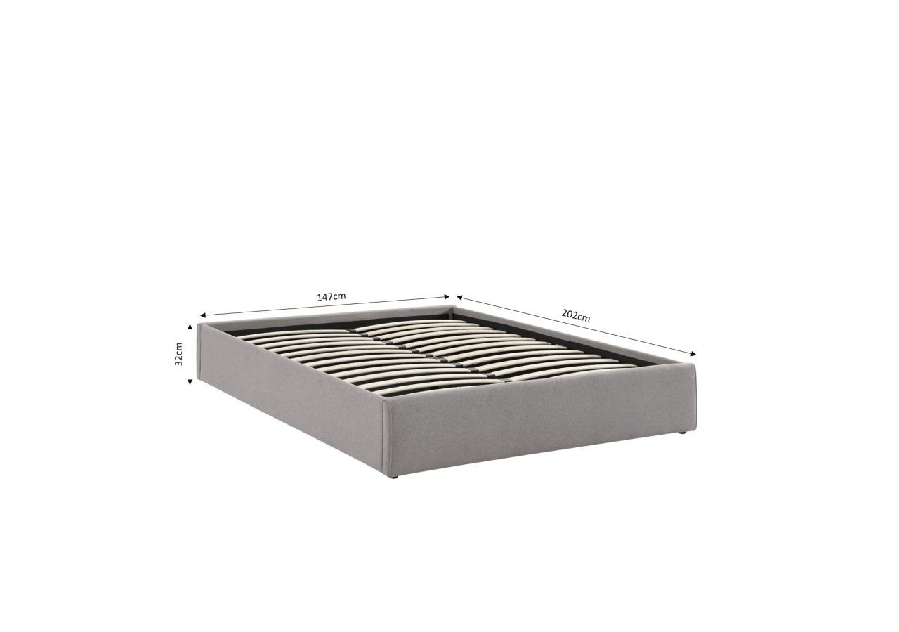 Lit coffre SAKURA tissu gris chiné 140x190 sommier inclus