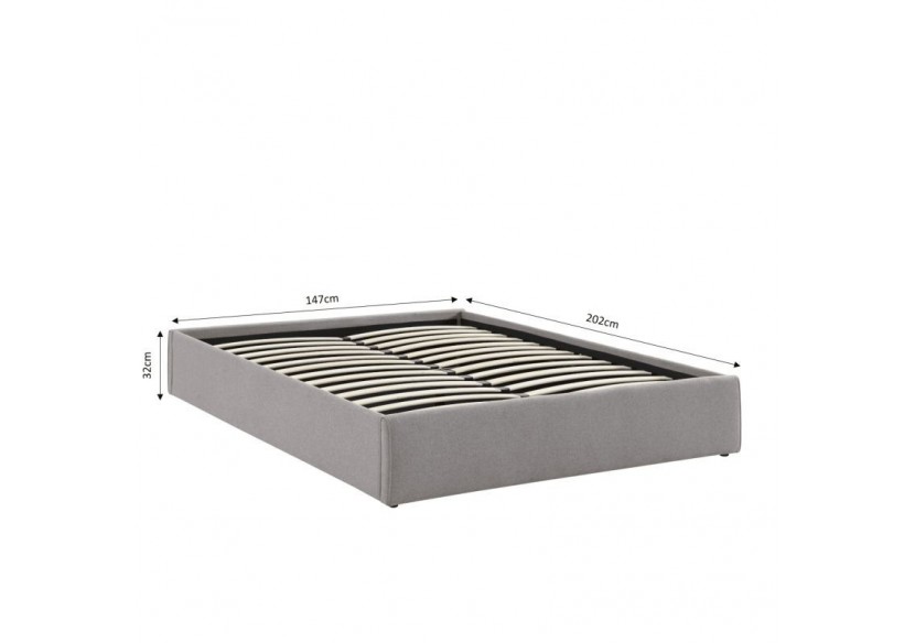 Lit coffre SAKURA tissu gris chiné 140x190 sommier inclus
