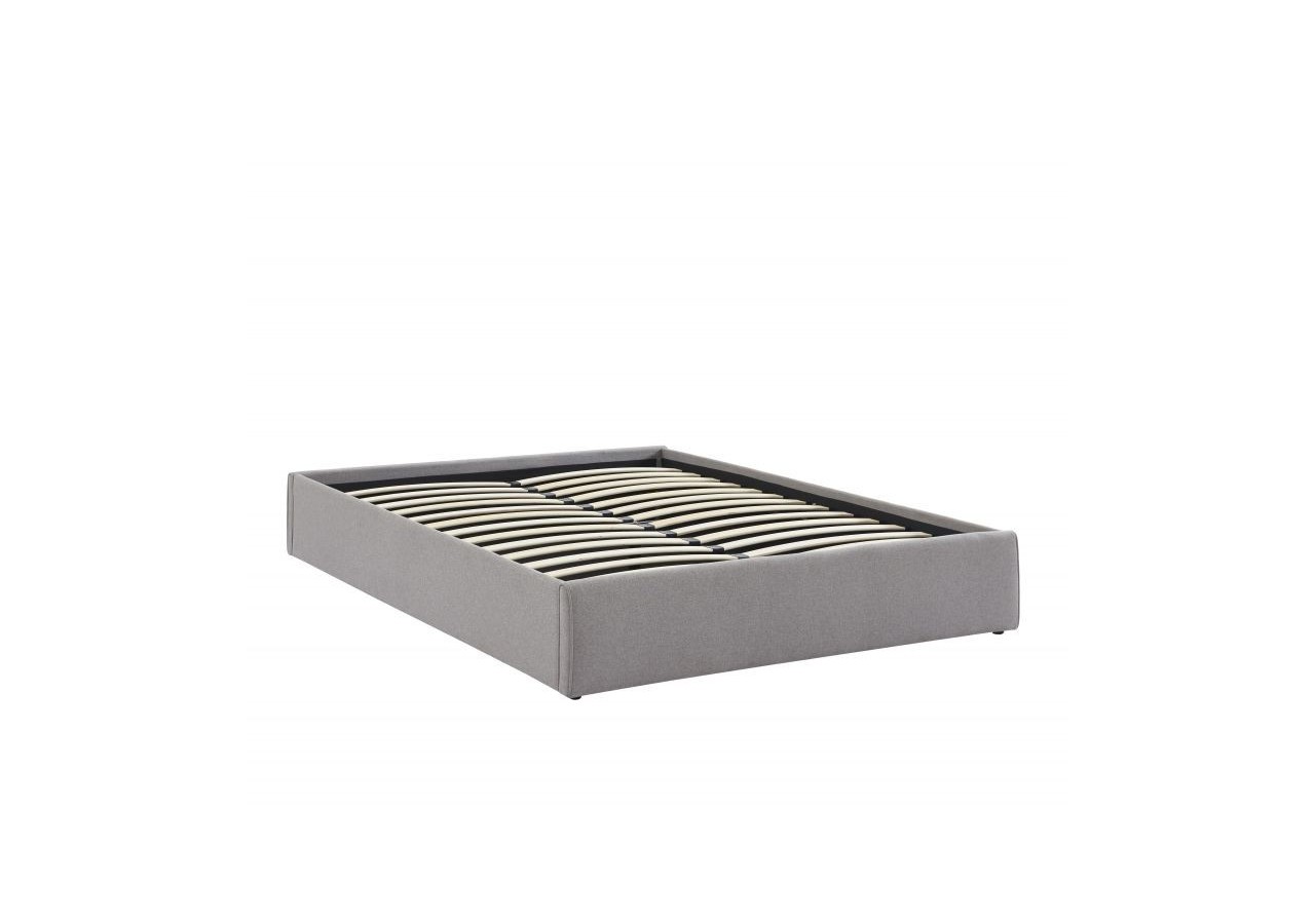 Lit coffre SAKURA tissu gris chiné 140x190 sommier inclus