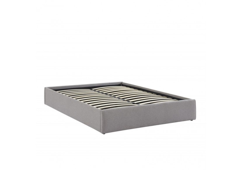 Lit coffre SAKURA tissu gris chiné 140x190 sommier inclus