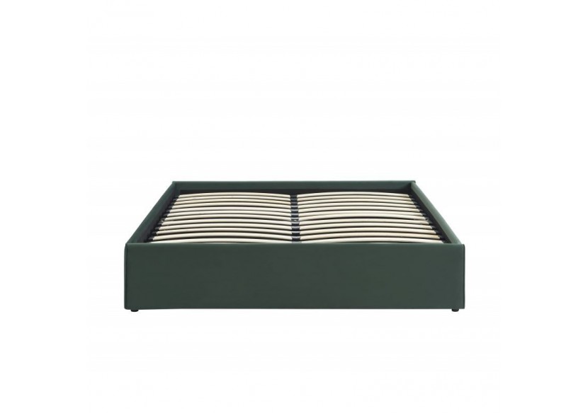 Lit coffre SAKURA velours vert forêt 160x200 sommier inclus