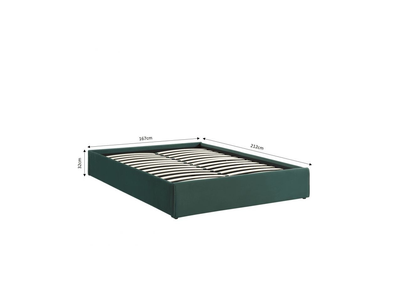 Lit coffre SAKURA velours vert forêt 160x200 sommier inclus