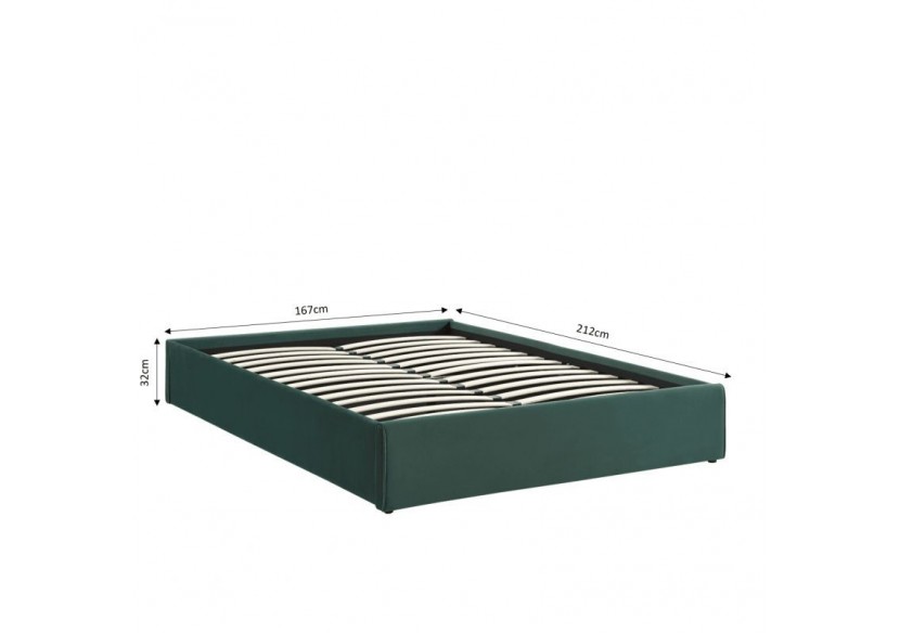 Lit coffre SAKURA velours vert forêt 160x200 sommier inclus