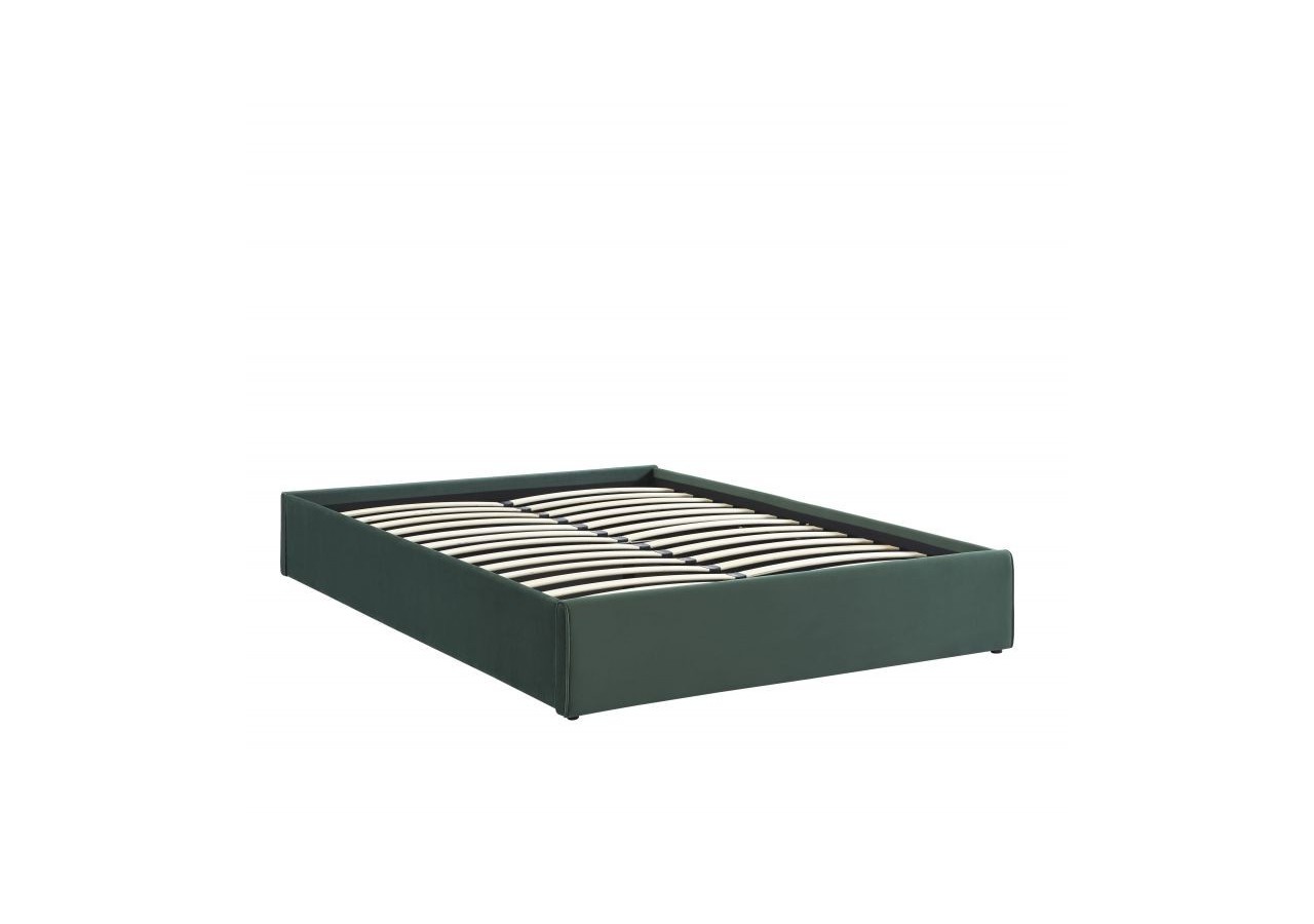 Lit coffre SAKURA velours vert forêt 160x200 sommier inclus