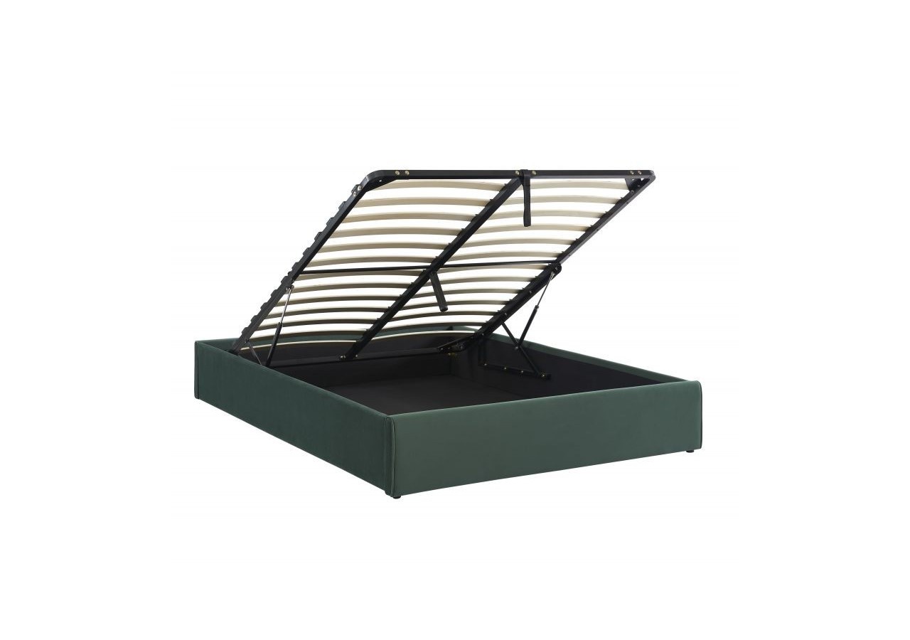 Lit coffre SAKURA velours vert forêt 160x200 sommier inclus