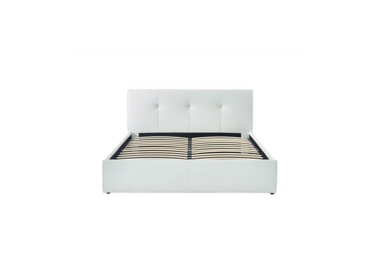 Lit coffre SEGURO simili blanc 140x190 sommier inclus