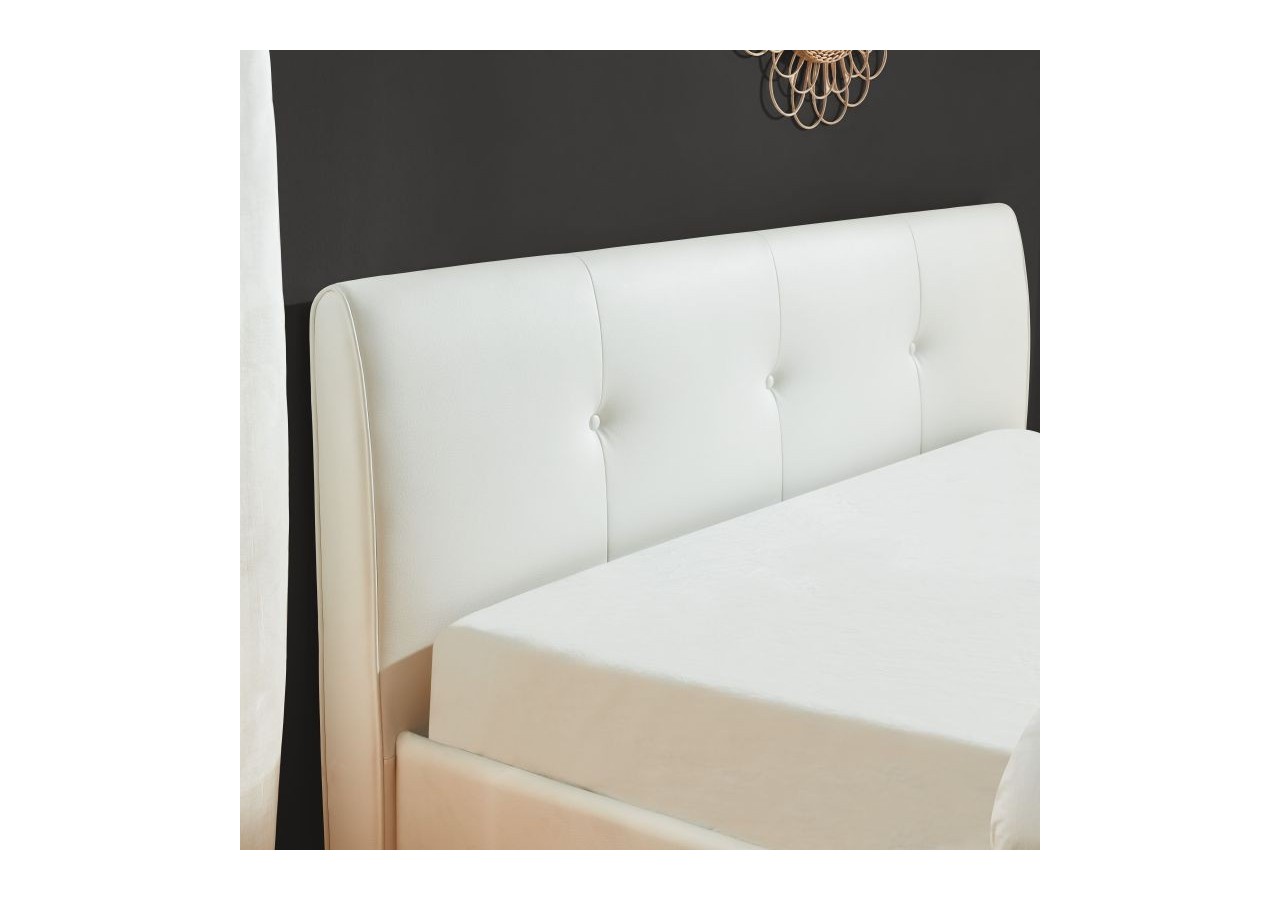 Lit coffre SEGURO simili blanc 140x190 sommier inclus