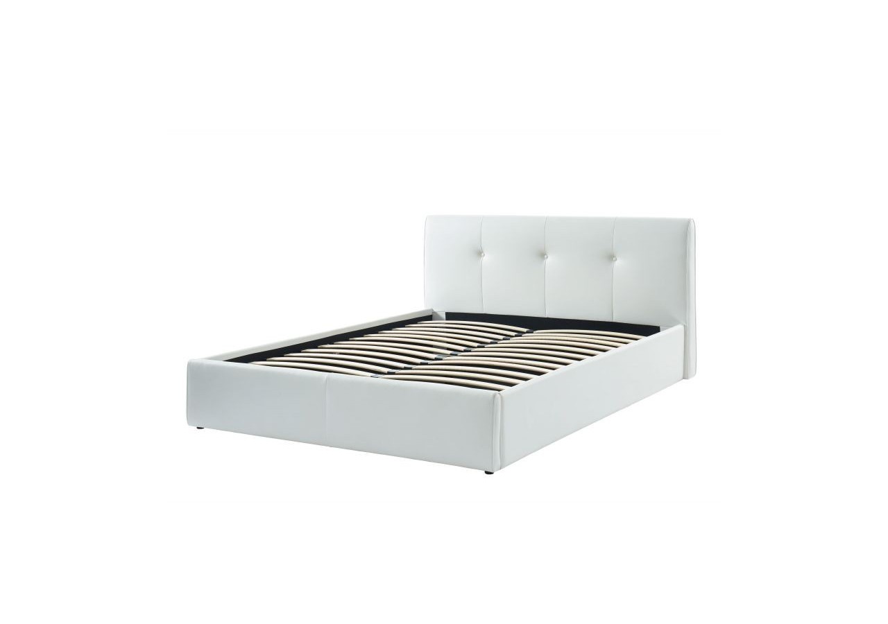 Lit coffre SEGURO simili blanc 140x190 sommier inclus