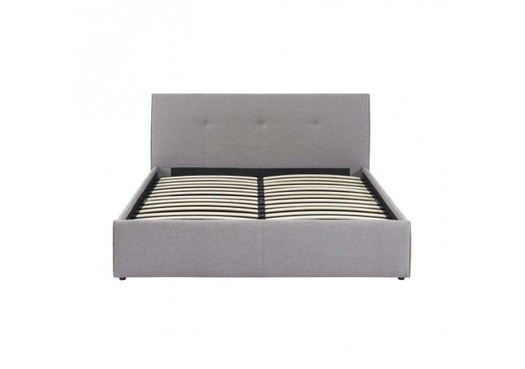 Lit coffre SEGURO tissu gris chiné 160x200 sommier inclus