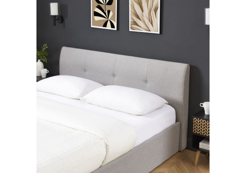 Lit coffre SEGURO tissu gris chiné 160x200 sommier inclus