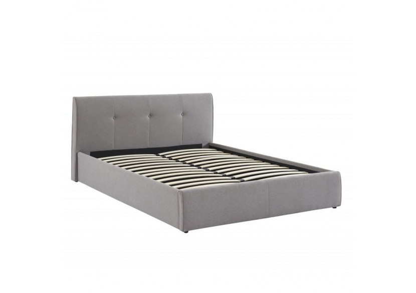Lit coffre SEGURO tissu gris chiné 160x200 sommier inclus