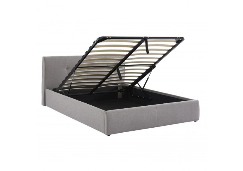 Lit coffre SEGURO tissu gris chiné 160x200 sommier inclus