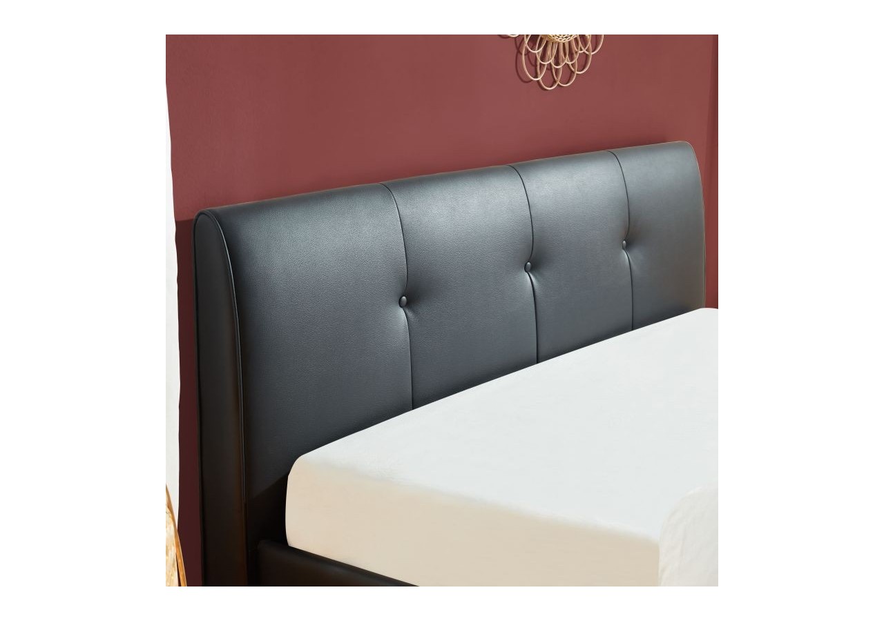 Lit coffre SEGURO simili noir 160x200 sommier inclus