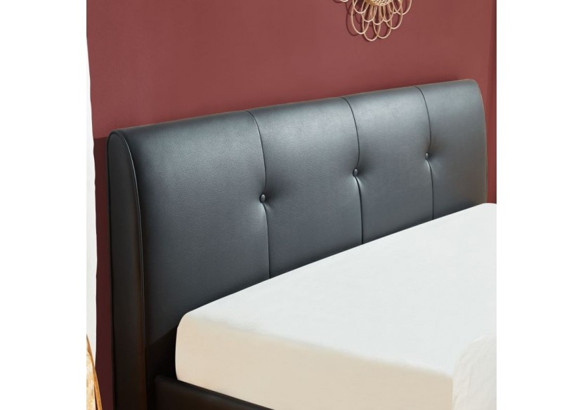 Lit coffre SEGURO simili noir 160x200 sommier inclus