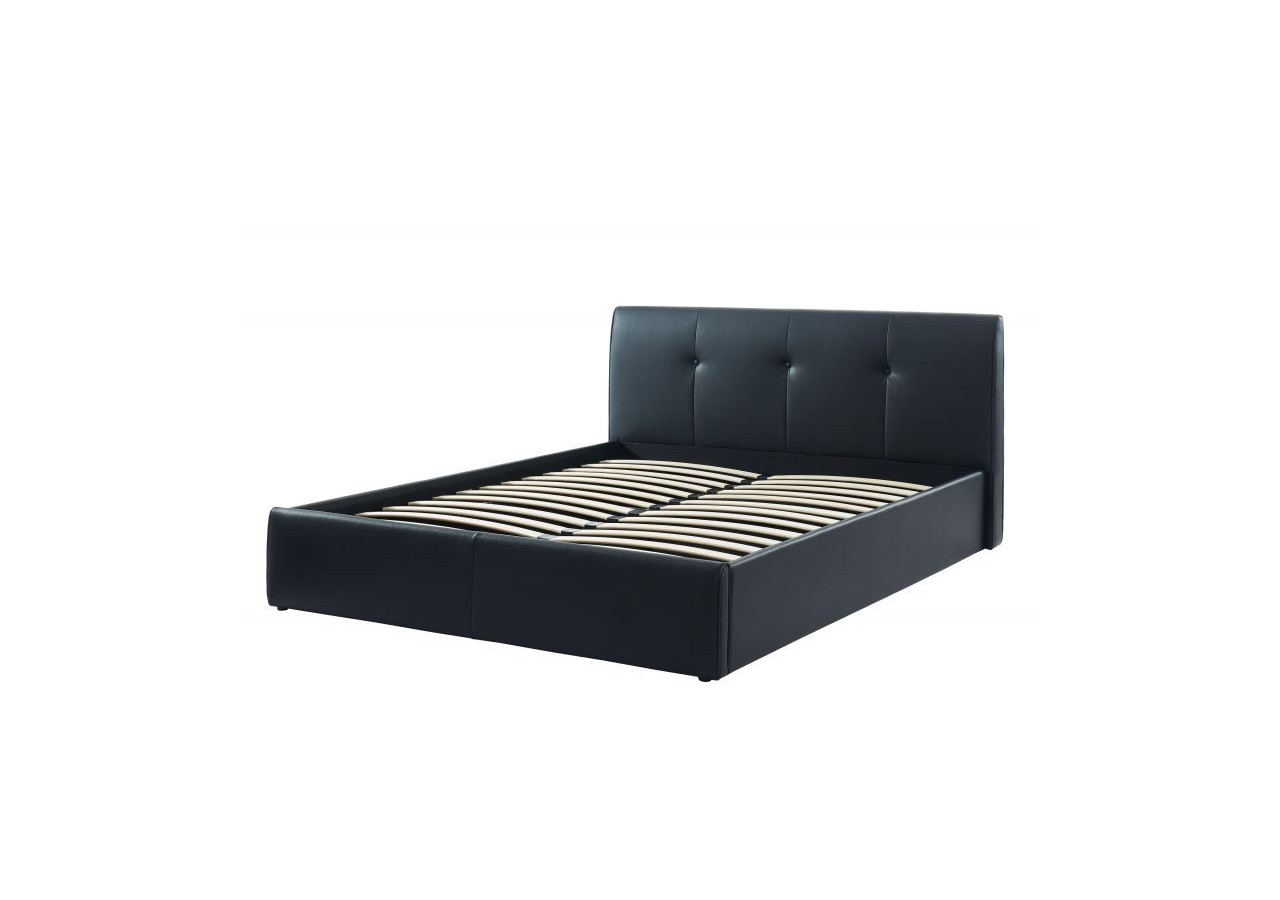 Lit coffre SEGURO simili noir 160x200 sommier inclus