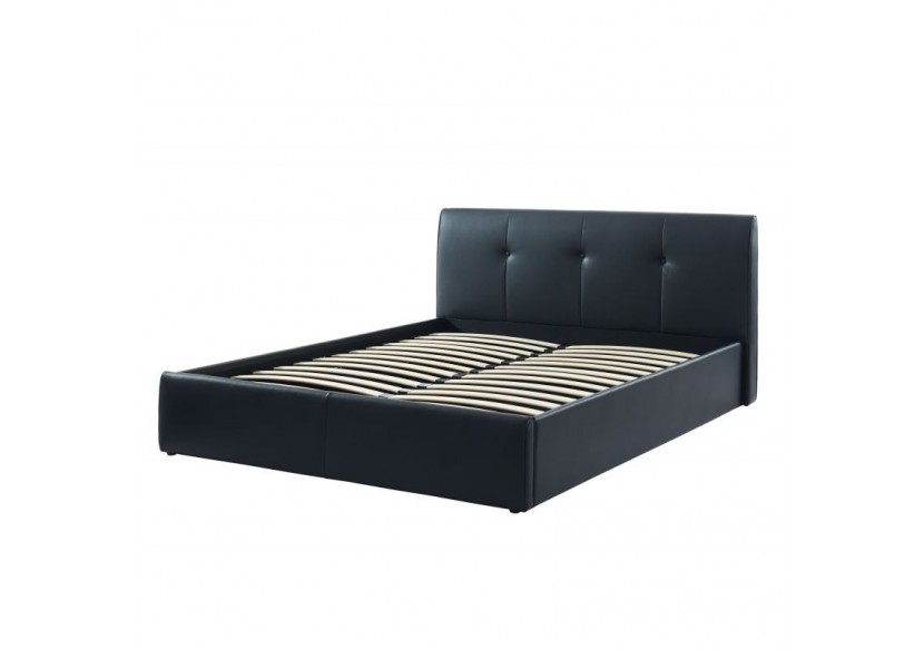 Lit coffre SEGURO simili noir 160x200 sommier inclus