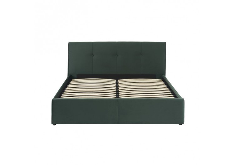 Lit coffre SEGURO velours vert forêt 160x200 sommier inclus