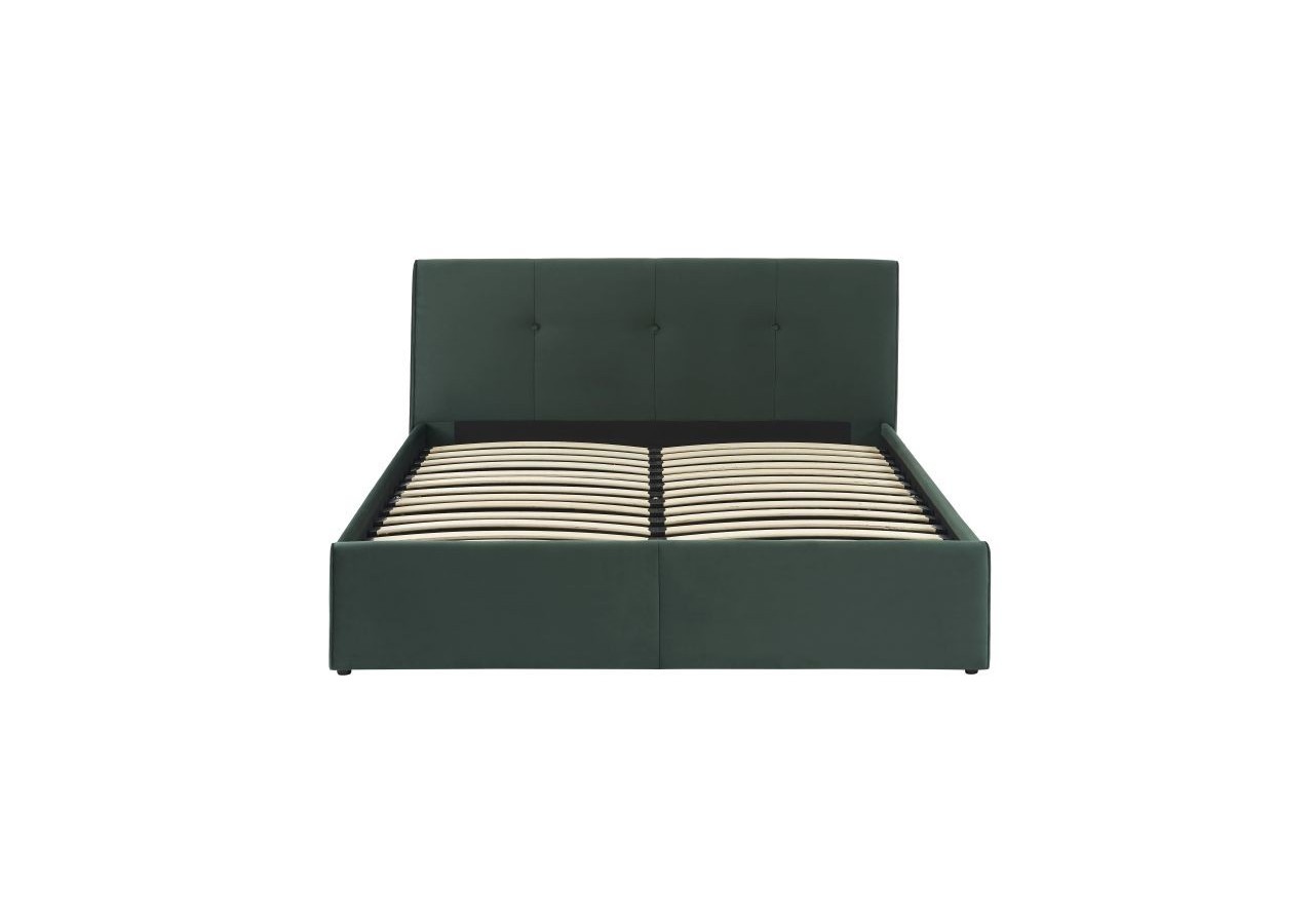 Lit coffre SEGURO velours vert forêt 160x200 sommier inclus