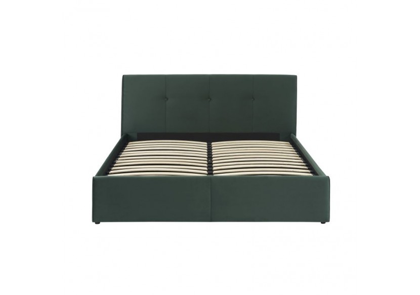Lit coffre SEGURO velours vert forêt 160x200 sommier inclus