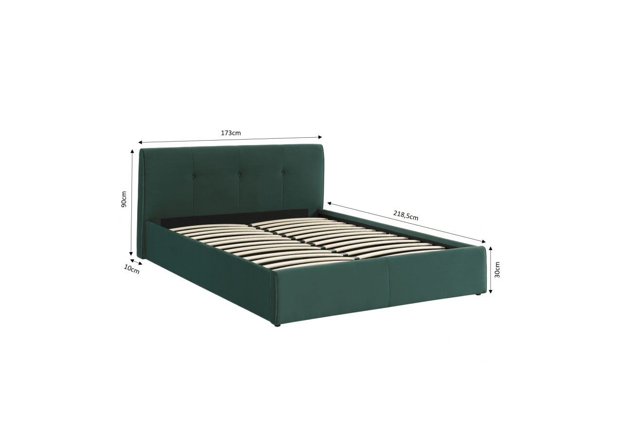 Lit coffre SEGURO velours vert forêt 160x200 sommier inclus