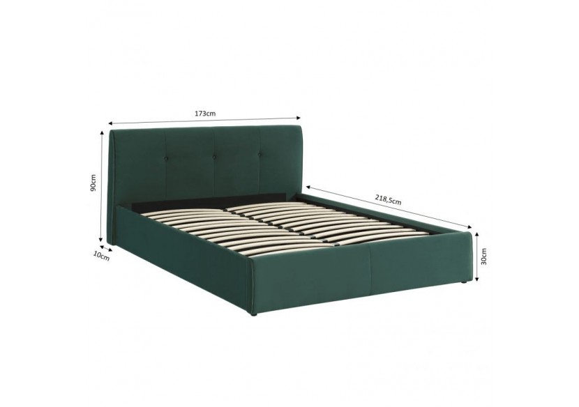 Lit coffre SEGURO velours vert forêt 160x200 sommier inclus