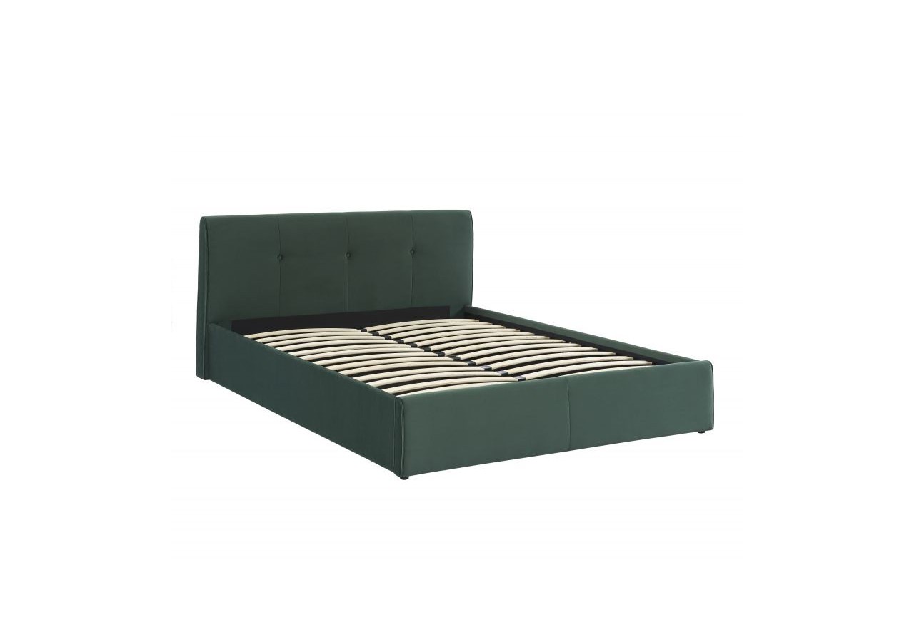 Lit coffre SEGURO velours vert forêt 160x200 sommier inclus