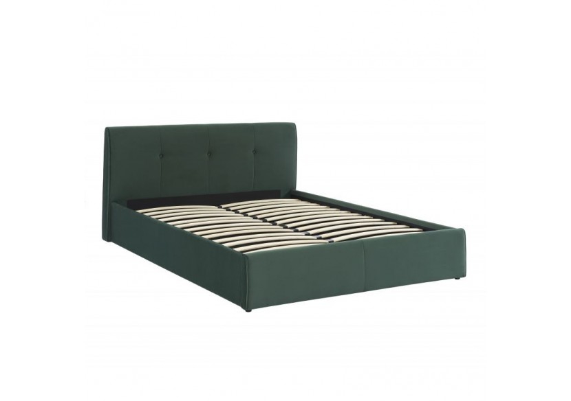 Lit coffre SEGURO velours vert forêt 160x200 sommier inclus