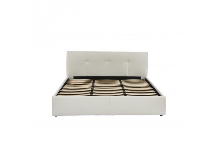 Lit coffre SEGURO simili blanc 180x200 sommier inclus