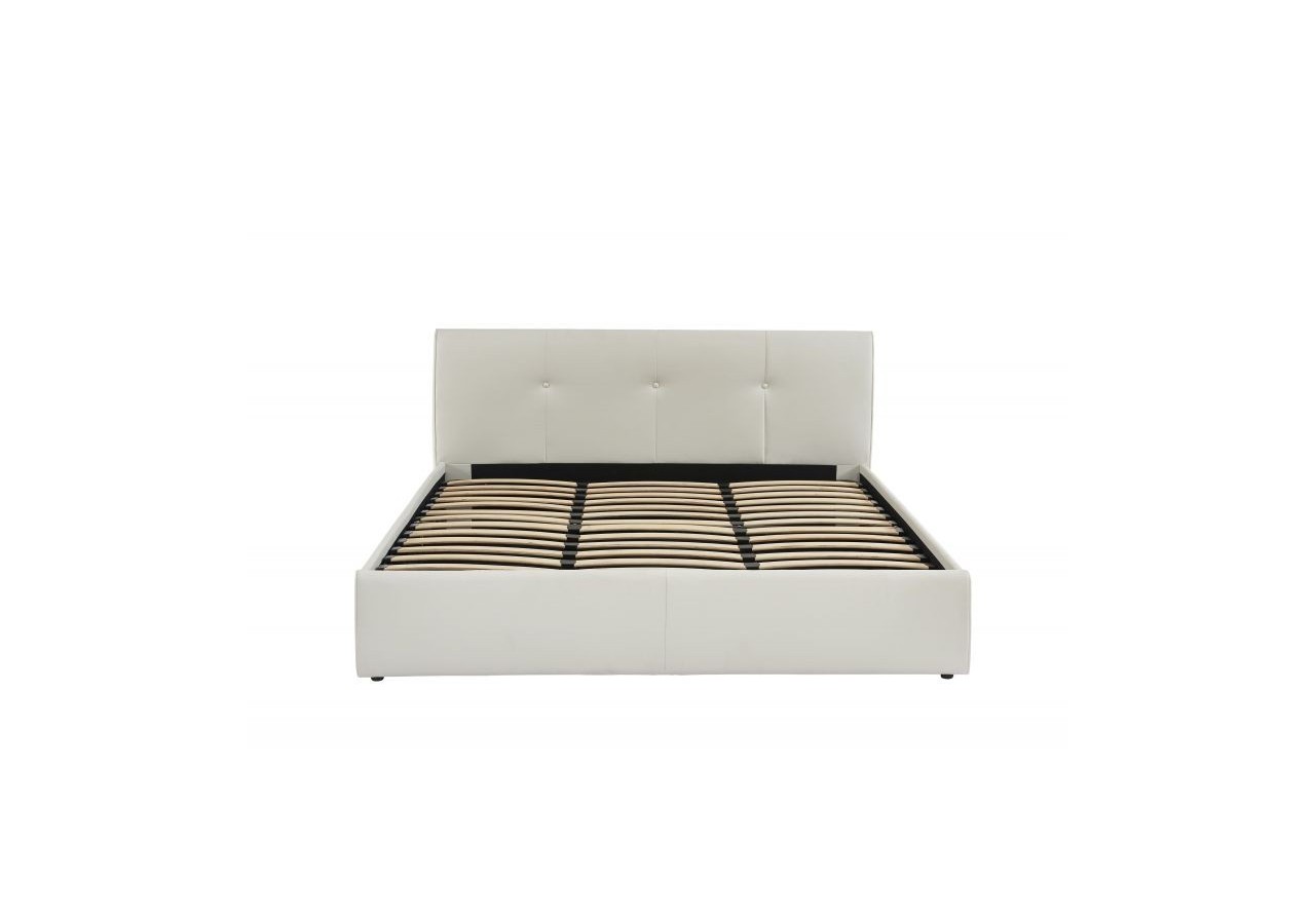 Lit coffre SEGURO simili blanc 180x200 sommier inclus