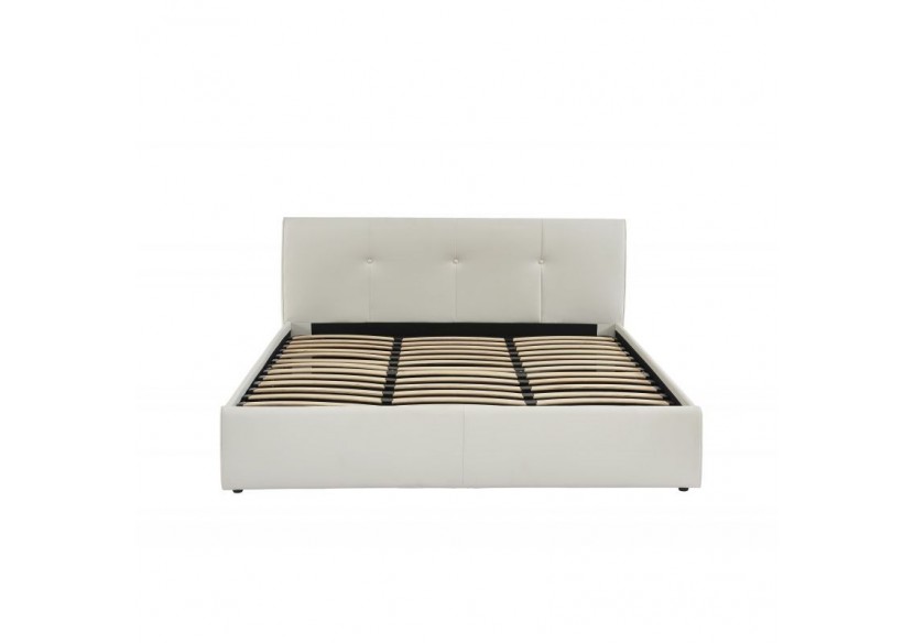 Lit coffre SEGURO simili blanc 180x200 sommier inclus