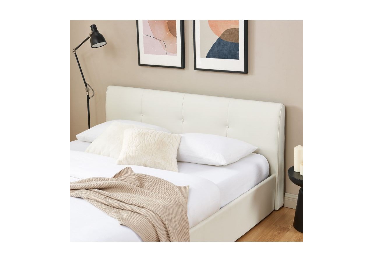 Lit coffre SEGURO simili blanc 180x200 sommier inclus