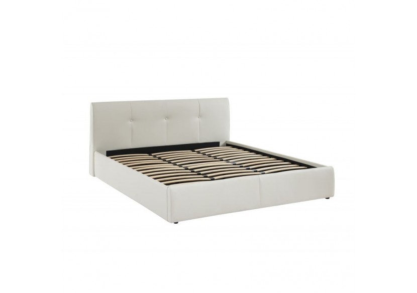 Lit coffre SEGURO simili blanc 180x200 sommier inclus