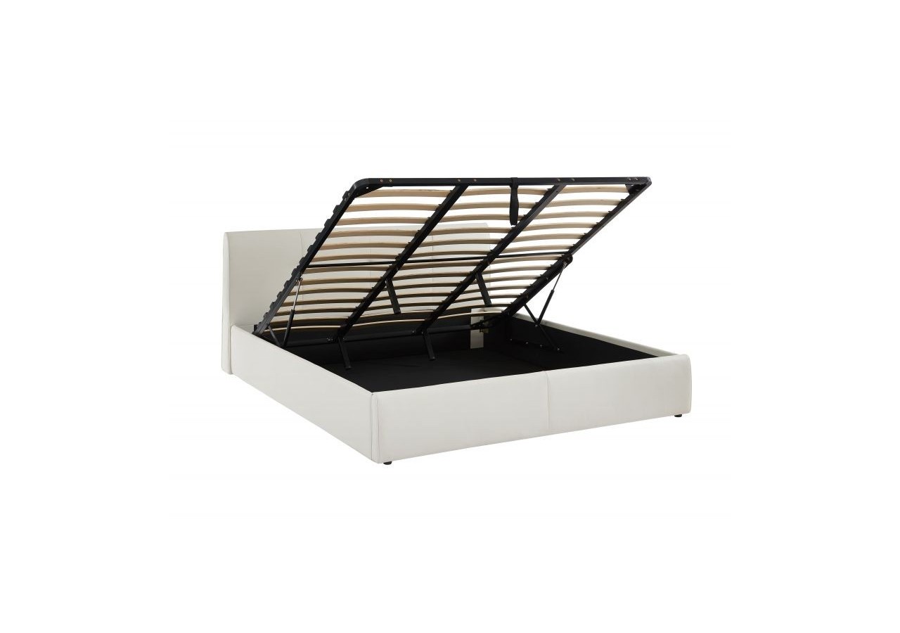 Lit coffre SEGURO simili blanc 180x200 sommier inclus