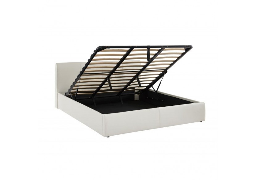 Lit coffre SEGURO simili blanc 180x200 sommier inclus