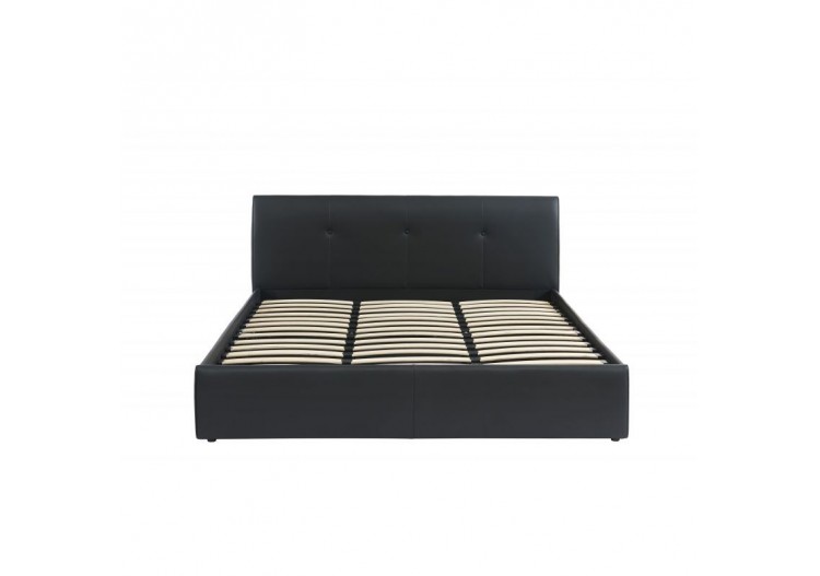 Lit coffre SEGURO simili noir 180x200 sommier inclus