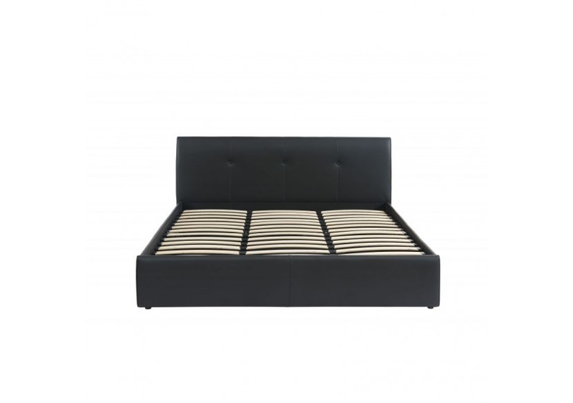 Lit coffre SEGURO simili noir 180x200 sommier inclus