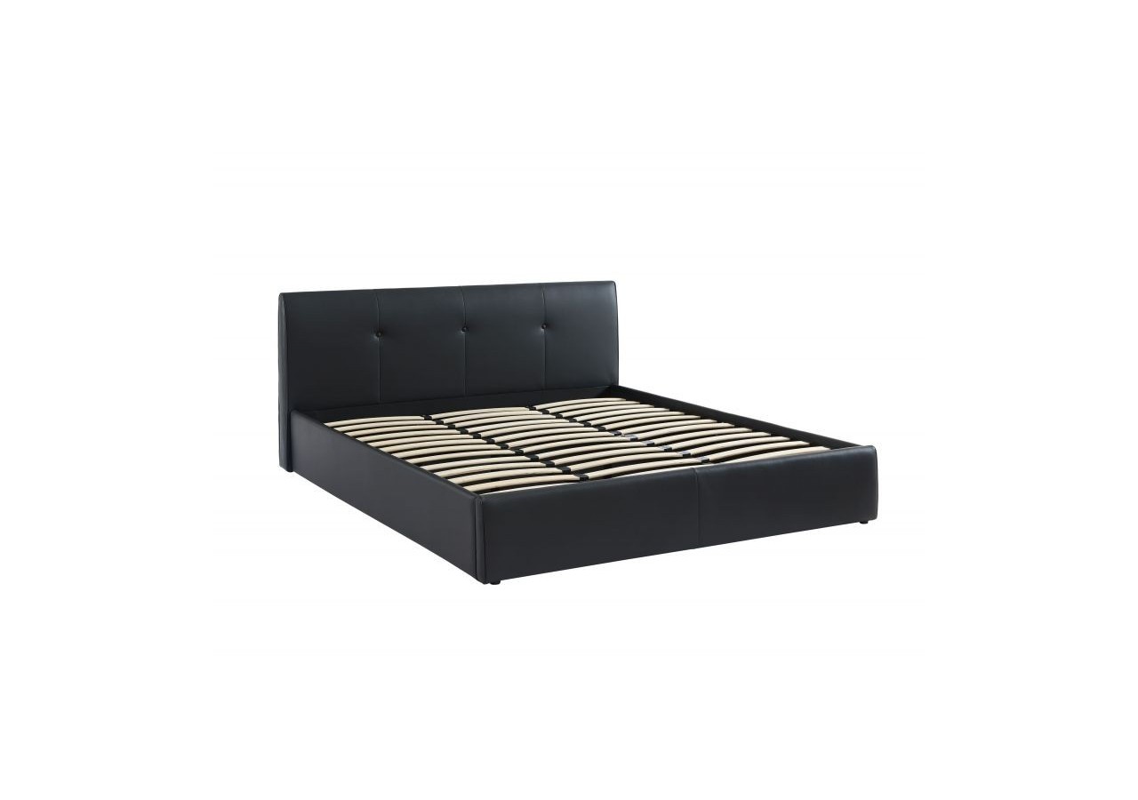 Lit coffre SEGURO simili noir 180x200 sommier inclus