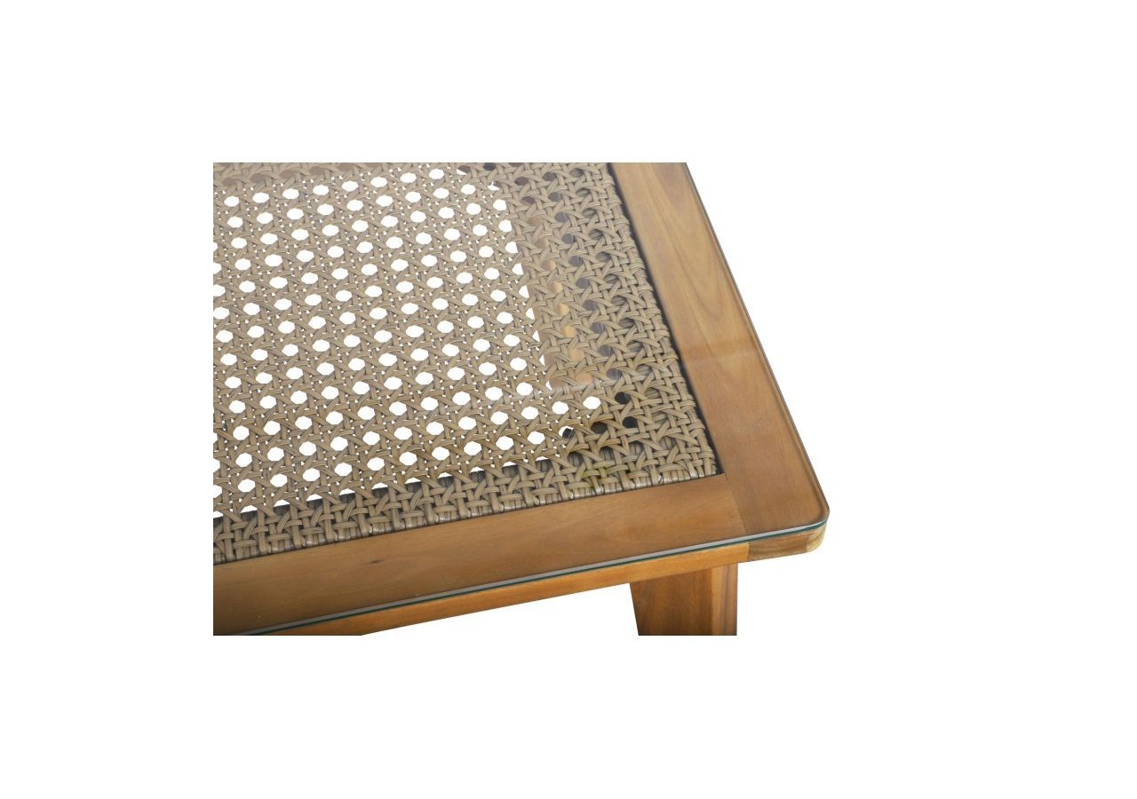 Salon de jardin NOTARA en bois d’acacia et résine tressée 4 places