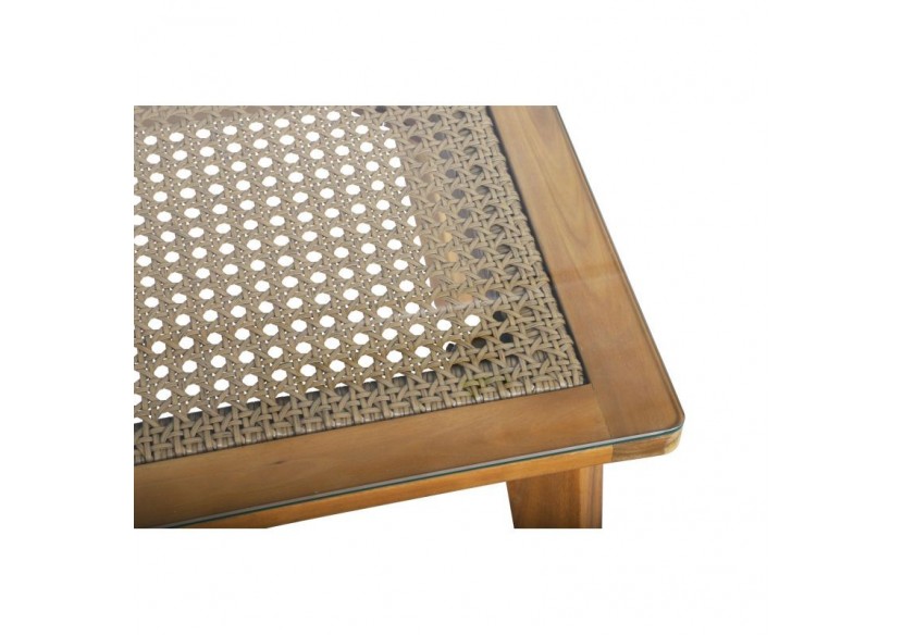 Salon de jardin NOTARA en bois d’acacia et résine tressée 4 places