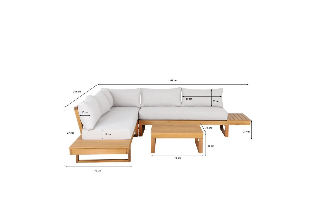 Salon de jardin MONTANA bois d'acacia coloris gris clair 5 places