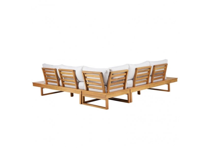 Salon de jardin MONTANA bois d'acacia coloris gris clair 5 places